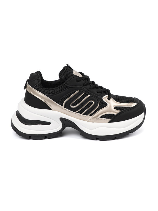 Sneakers nere con dettagli dorati