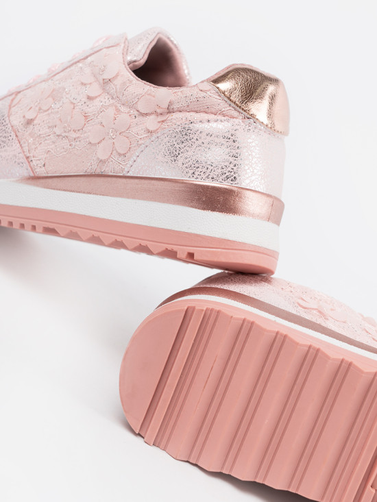 Sneakers rosa con motivo floreale