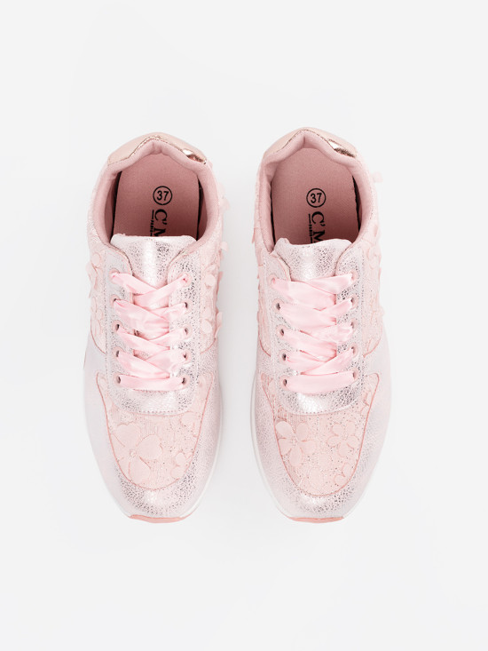 Sneakers rosa con motivo floreale