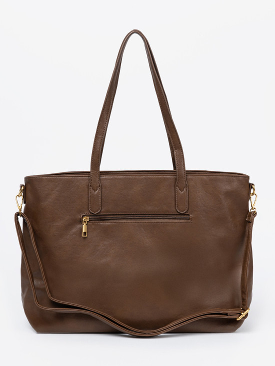 Borsa marrone con dettagli dorati