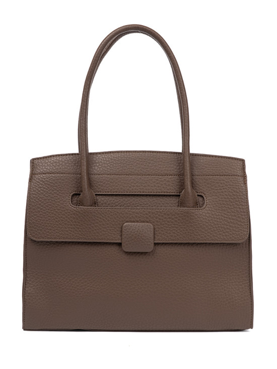 Borsa shopper marrone in ecopelle testurizzata