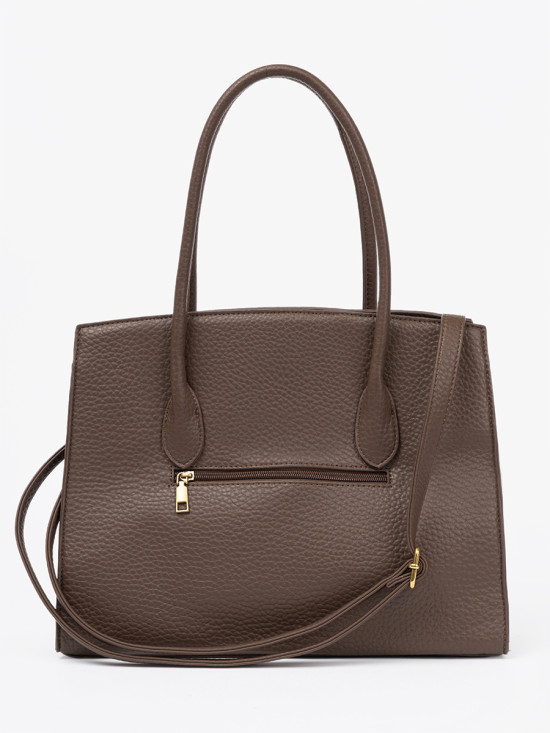 Borsa shopper marrone in ecopelle testurizzata