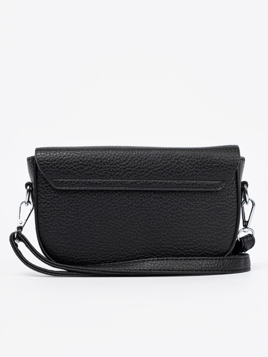 Elegante borsa nera con chiusura decorativa