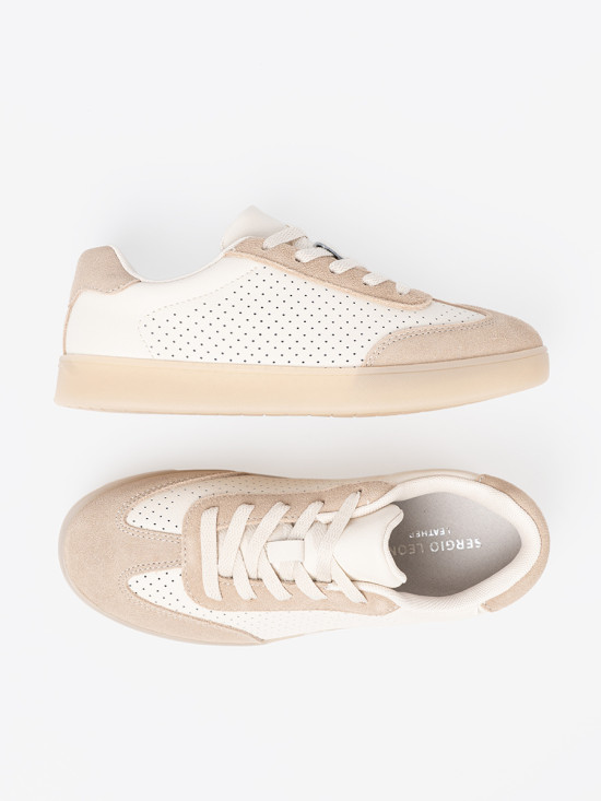 Sneakers perforati beige chiaro