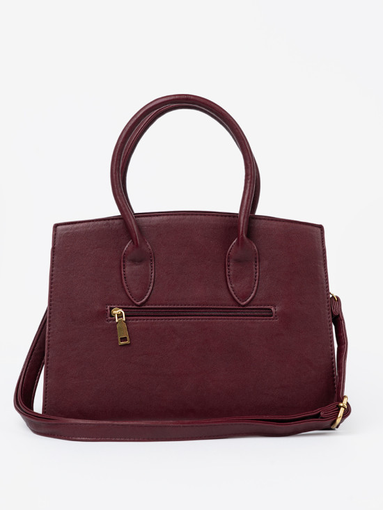 Borsa bordeaux con fibbia decorativa dorata