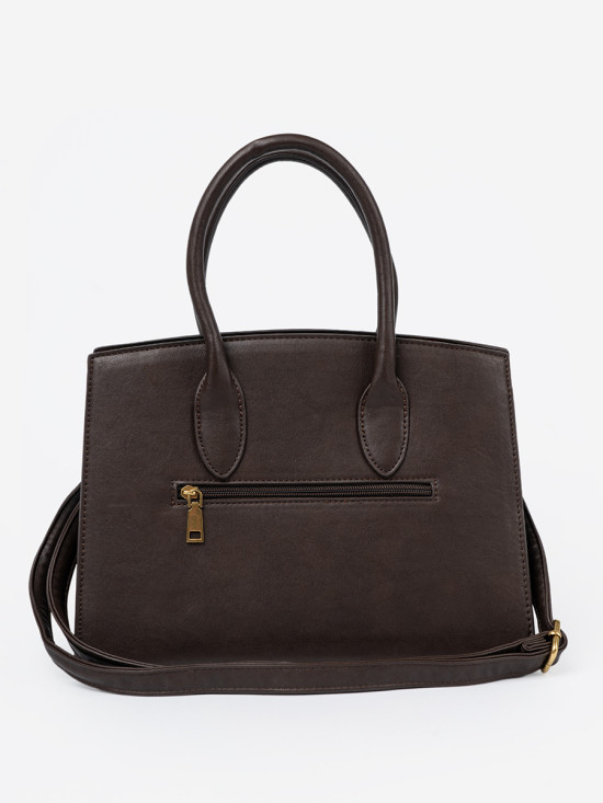 Elegante borsa marrone scuro con fibbia decorativa dorata