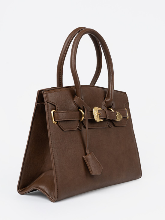 Borsa marrone con fibbia decorativa dorata