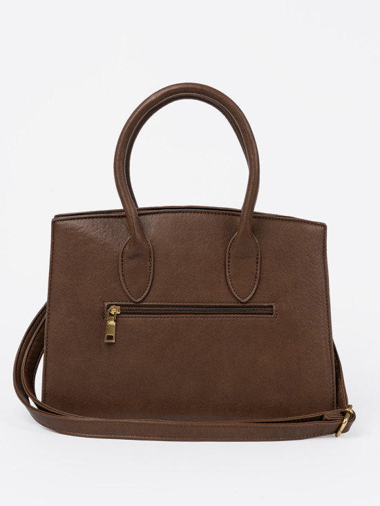 Borsa marrone con fibbia decorativa dorata
