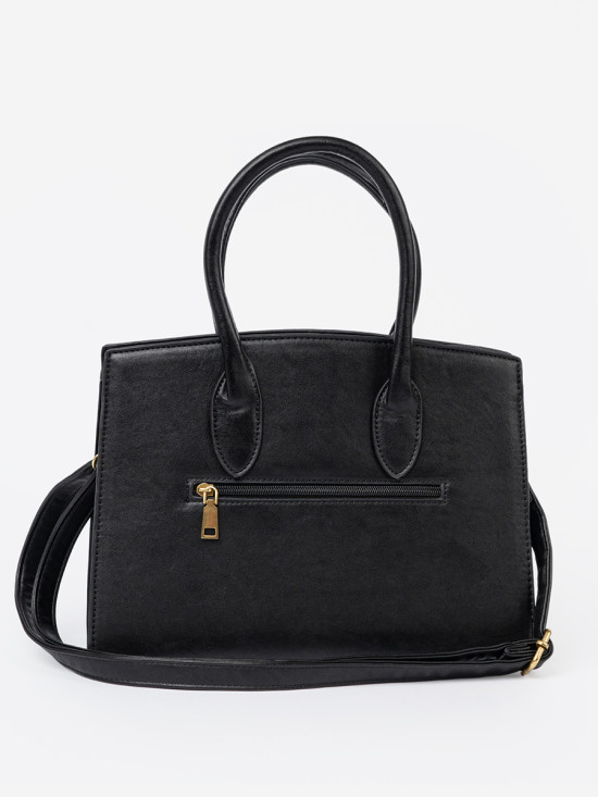 Borsa nera con fibbia decorativa dorata