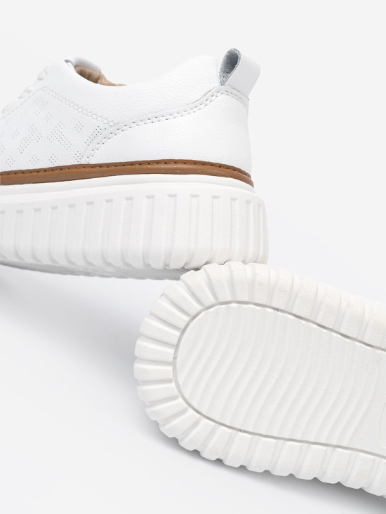 Sneakers bianche in pelle su piattaforma Sergio Leone