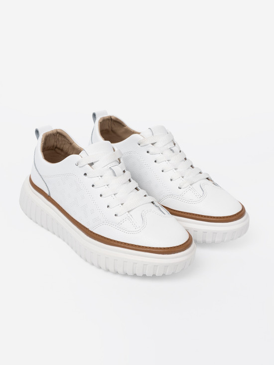 Sneakers bianche in pelle su piattaforma Sergio Leone