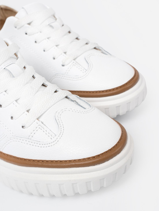Sneakers bianche in pelle su piattaforma Sergio Leone