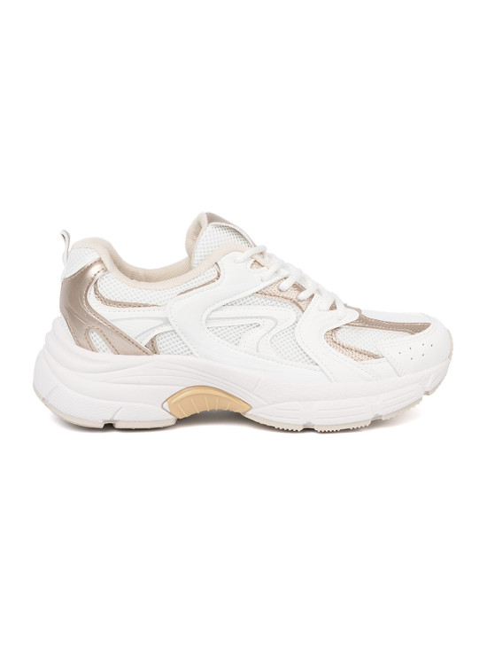 Sneakers bianchi con dettagli beige-oro