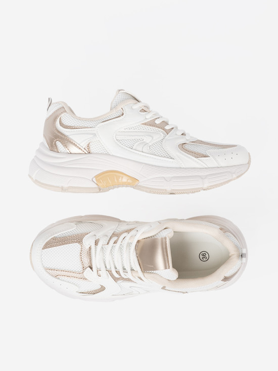 Sneakers bianchi con dettagli beige-oro