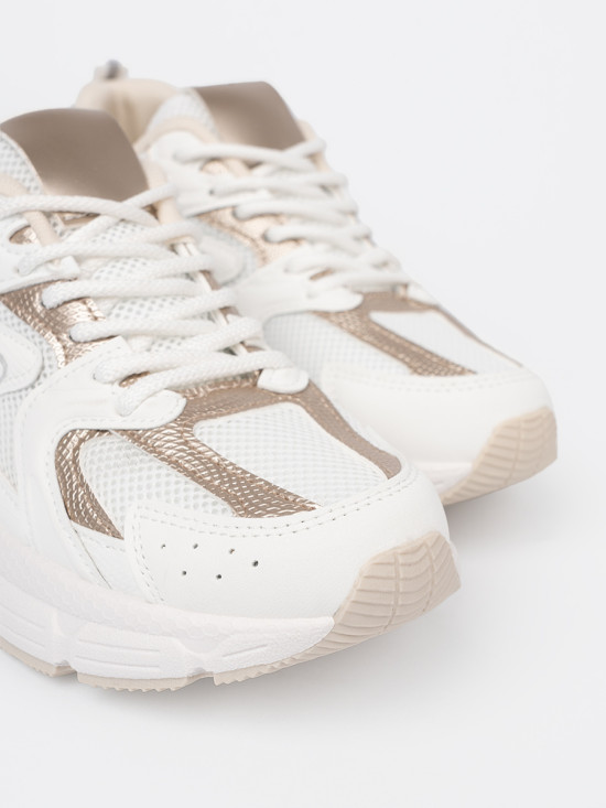 Sneakers bianchi con dettagli beige-oro