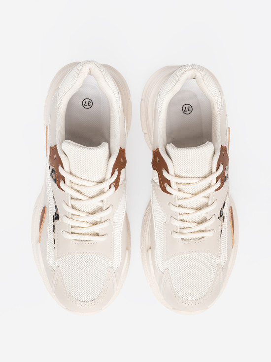 Sneakers beige da donna con suola spessa