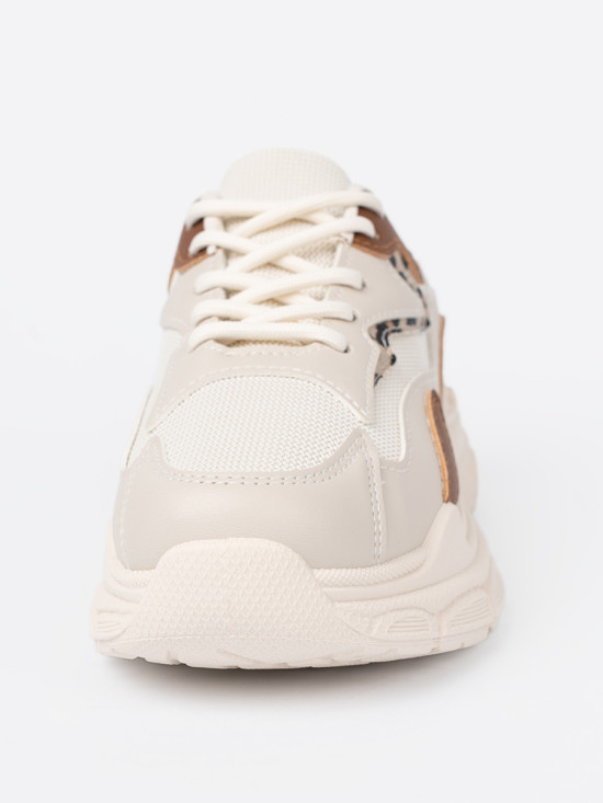 Sneakers beige da donna con suola spessa