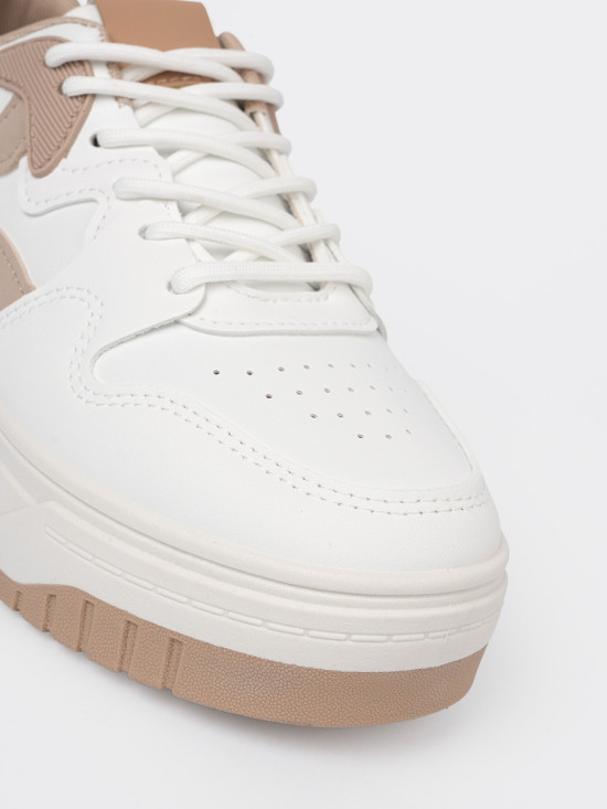 Sneakers bianchi-beige su piattaforma