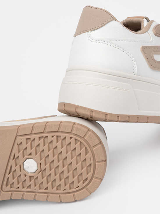 Sneakers bianchi-beige su piattaforma