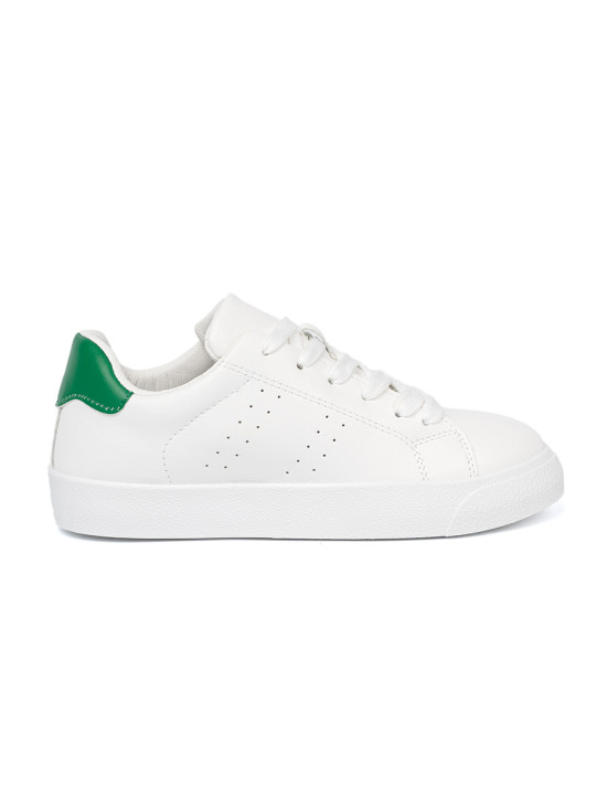 Sneakers bianchi classici con accento verde