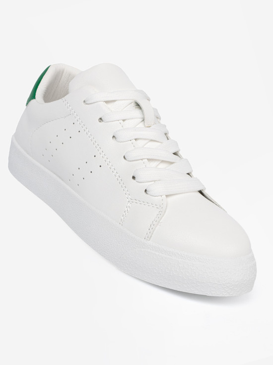 Sneakers bianchi classici con accento verde