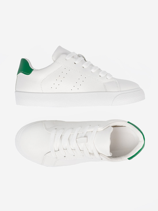 Sneakers bianchi classici con accento verde