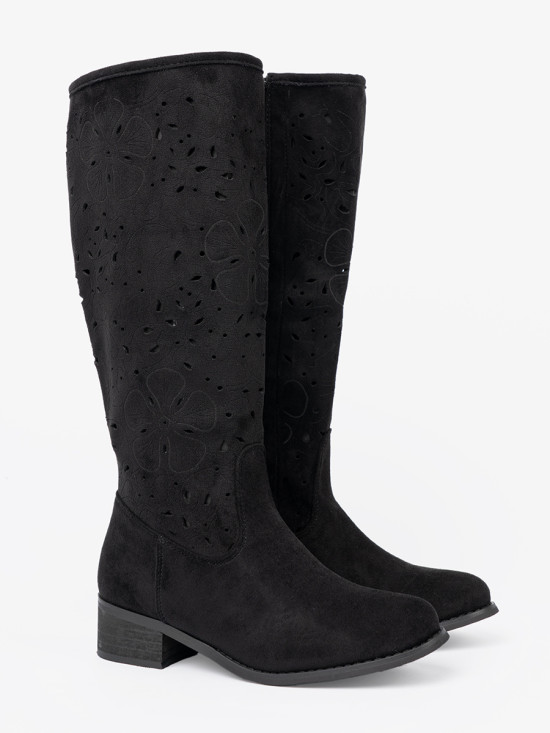 Stivali neri in suede sopra il ginocchio