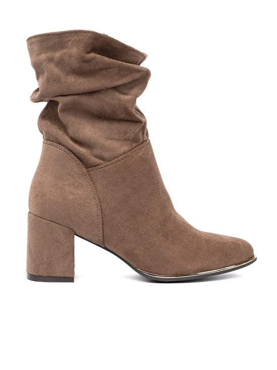 Stivaletti in suede ciemnobeige con tacco a blocco