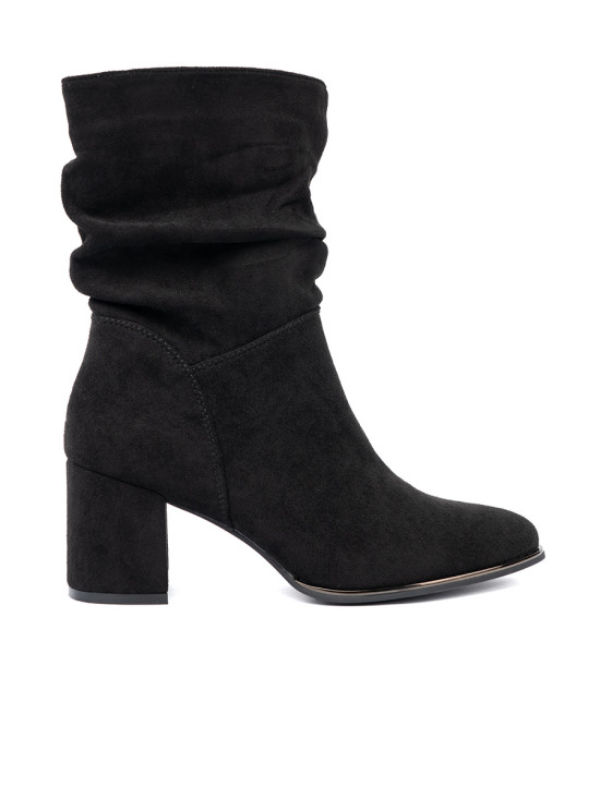 Stivaletti neri in suede con elegante arricciatura