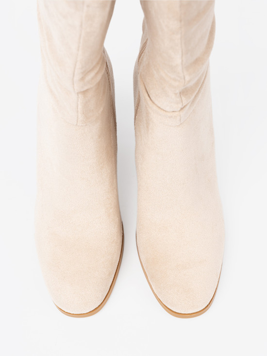 Stivaletti beige chiaro con gambale arricciato
