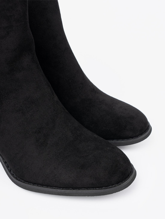 Stivaletti neri in suede con tacco a blocco