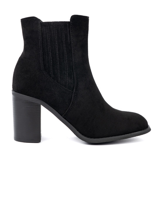 Stivaletti neri in suede con tacco a blocco