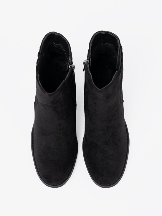 Stivaletti neri in suede con tacco a blocco