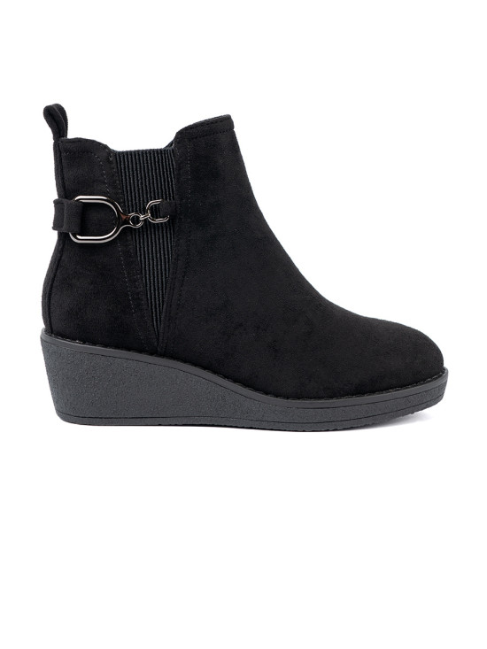 Stivaletti neri in suede con inserto elastico