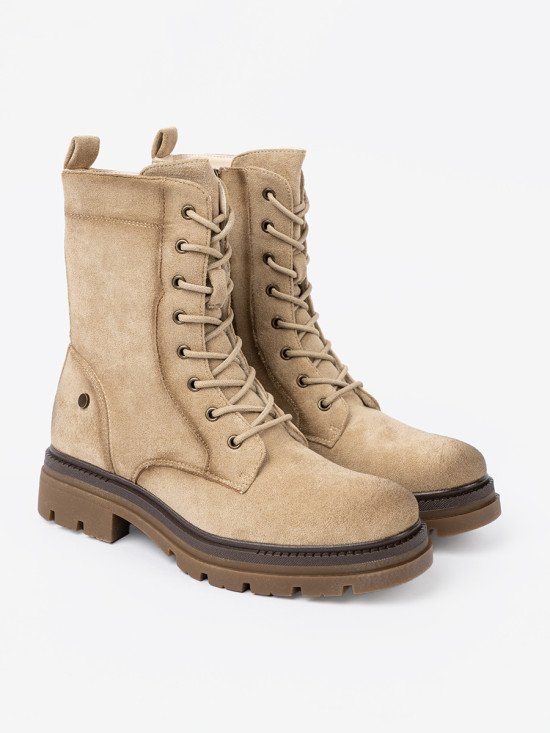 Stivaletti beige in suede con suola robusta