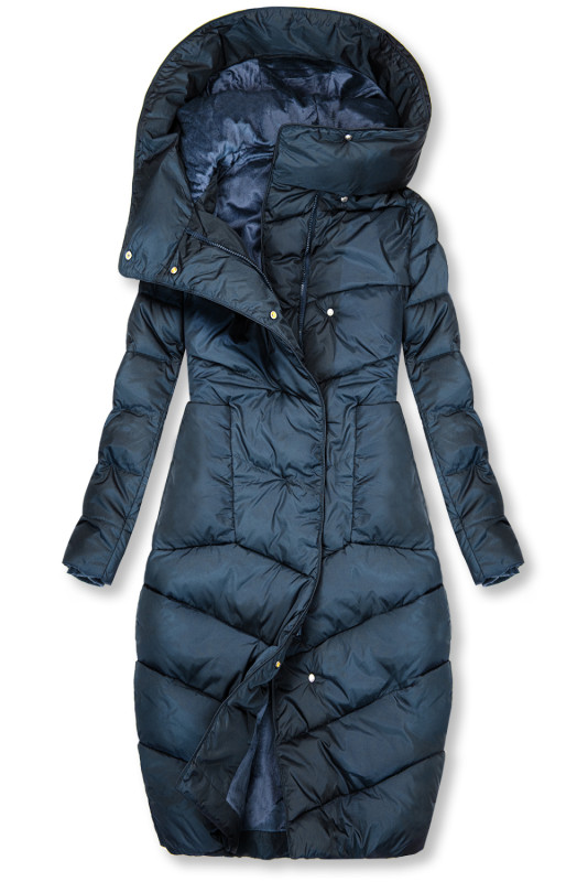 Giacca invernale blu scuro con colletto alto
