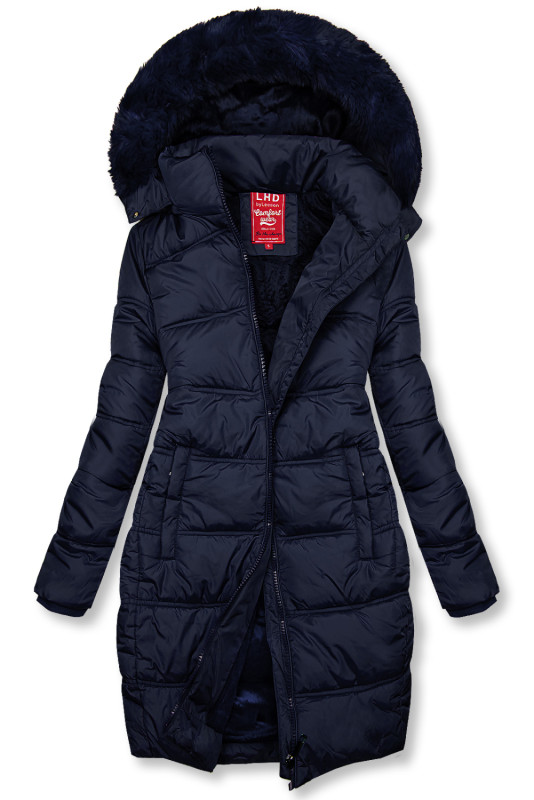 Giacca invernale blu scuro con design trapuntato