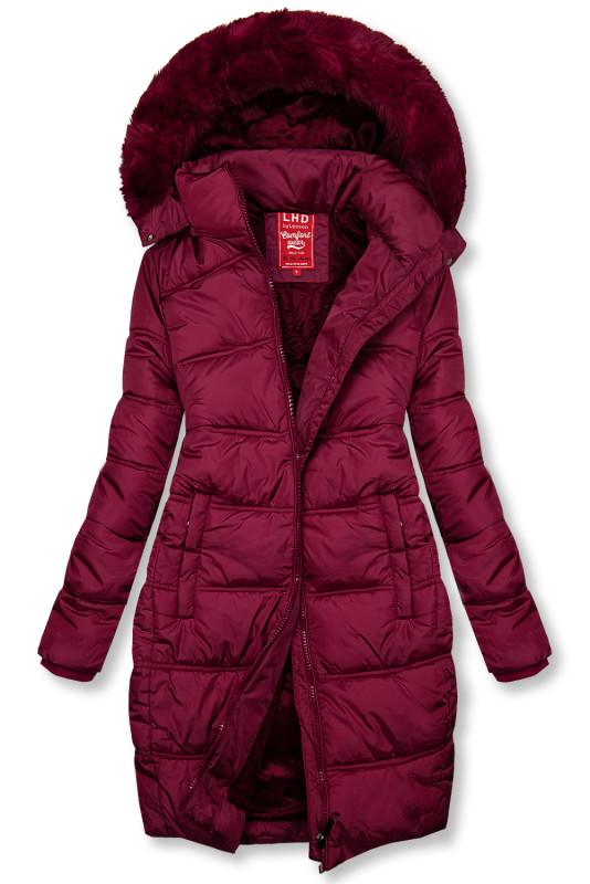 Giacca invernale bordeaux con design trapuntato
