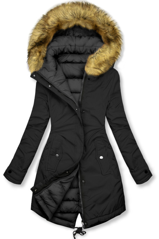 Giacca invernale reversibile con pelliccia nera