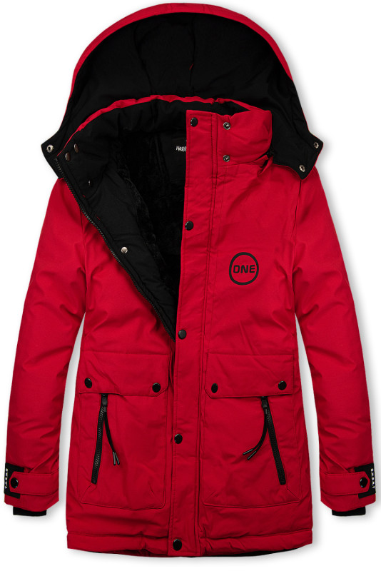 Giacca invernale da ragazzo rossa/nera