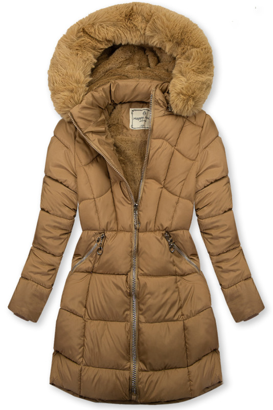 Giacca invernale beige con guanti