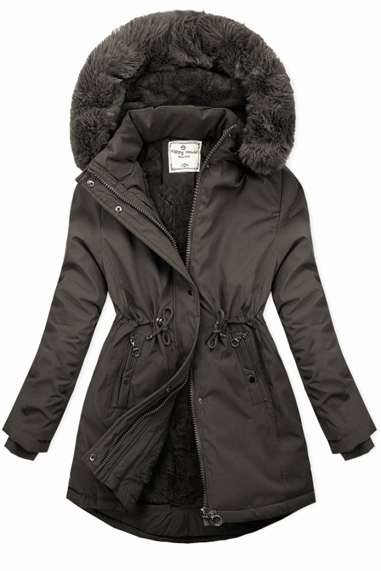 Parka kaki per bambini con pelliccia