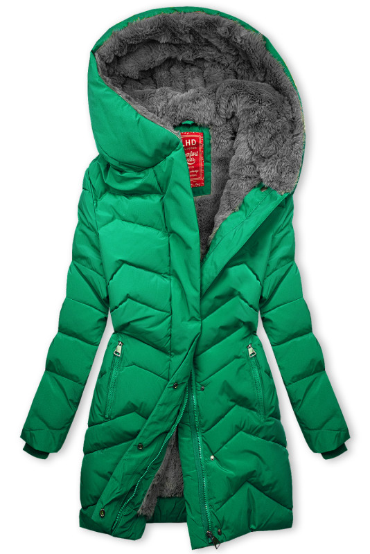 Giacca invernale trapuntata verde con peluche
