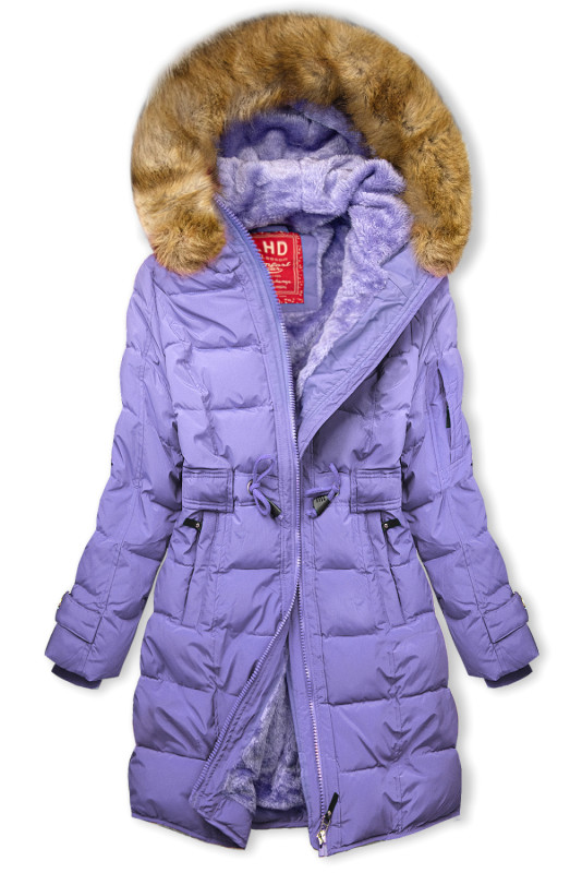 Giacca invernale viola con coulisse in vita