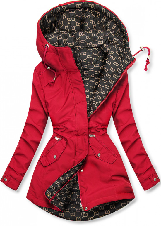Parka doppia faccia di transizione rossa/nera