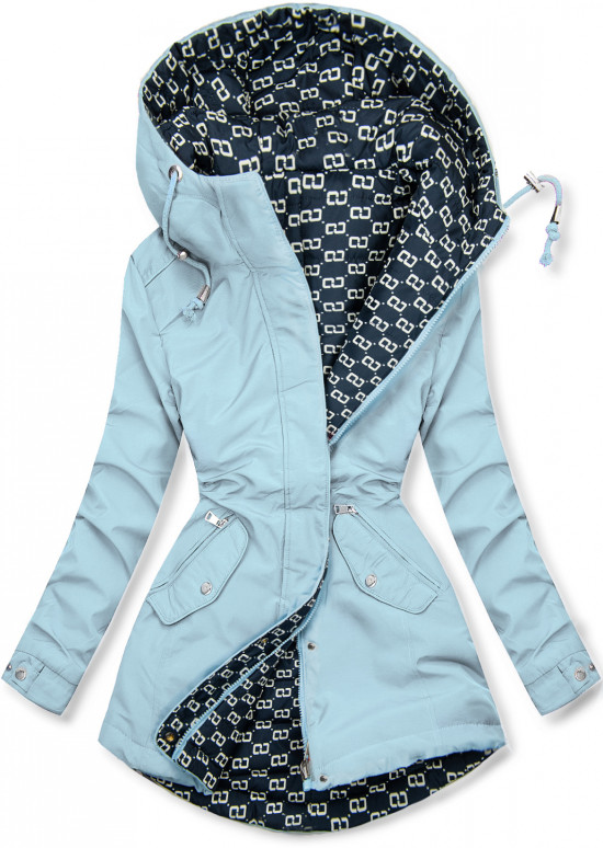 Parka doppia faccia di transizione celeste/blu scuro