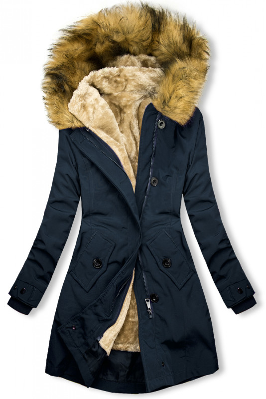 Parka blu scuro per autunno/inverno con fodera rimovibile
