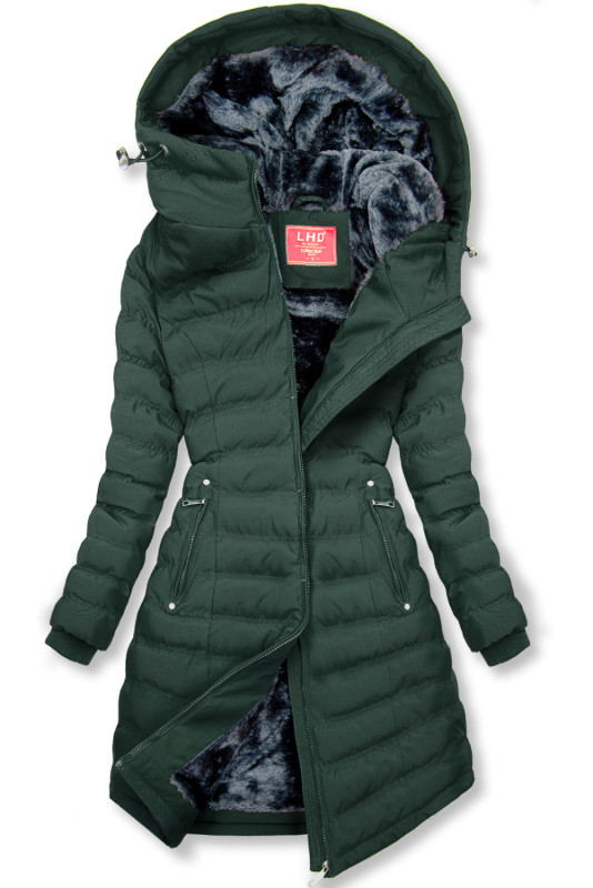 Giacca invernale verde con peluche grigio