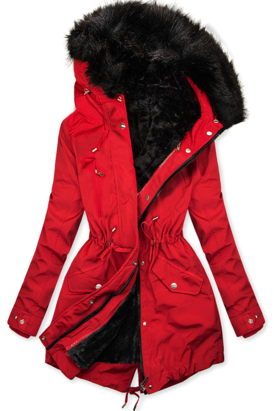 Parka invernale rosso/nero con fodera removibile