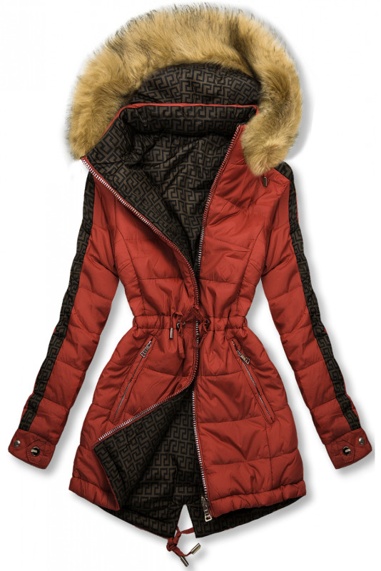 Parka invernale doppia faccia rosso mattone/marrone